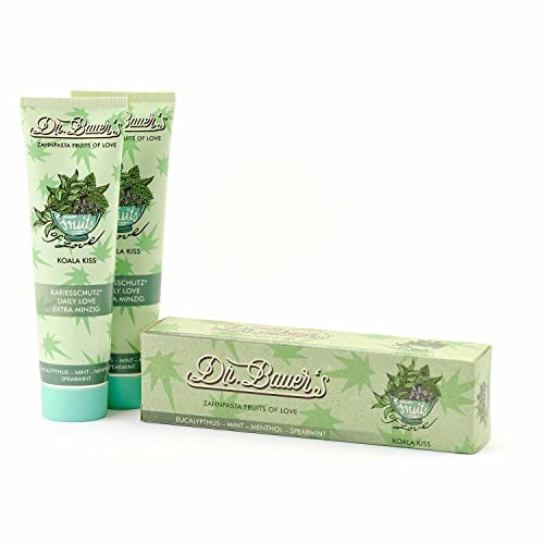 Dr. Bauer's Fruits of Love Koala Kiss Zahnpasta, Zahncreme, 2er Pack | mit tollen Geschmacksrichtungen