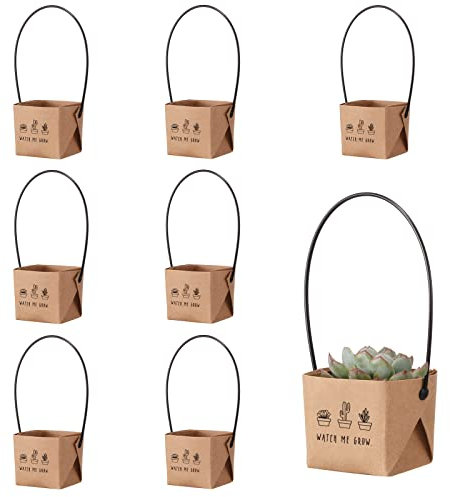 NITHECON 40pcs Watch Me Grow Succulents Wraps [NOT Include Plants and Pots]-[Fits 2 Inch Pots] Gift Bags Decoration Sleeve Succulent Tags for Baby Shower Favors Ideas,Kraft Paper