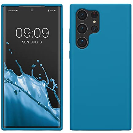 kwmobile Hülle kompatibel mit Samsung Galaxy S23 Ultra Hülle - dünnes Silikon Handy Case - Handyhülle weiche Oberfläche - kabelloses Laden - Karibikblau
