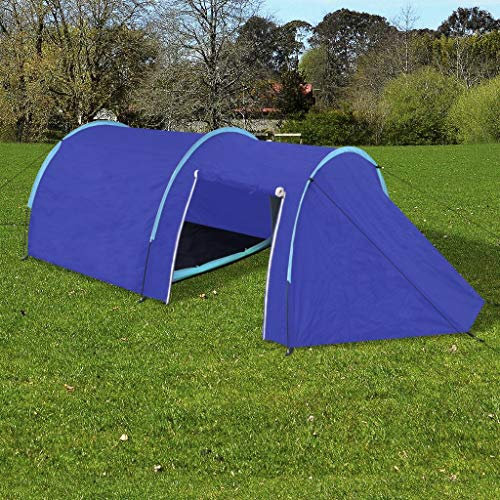 JUNZAI Camping-Zelt 4 Personen, Zelt 4 Personen, Tunnelzelt, Familienzelt 4 Personen, Bfull Zelt, 4-Personen-Zelt, Großes Zelt, Marineblau/Hellblau