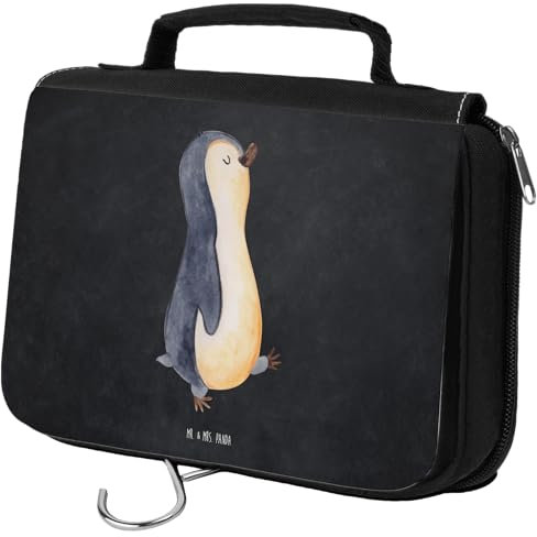 Mr. & Mrs. Panda Kulturbeutel Pinguin marschieren - Geschenk, Schminkutensil, Pinguine, Zum Aufhängen, spazieren, Kulturtasche, Damen, Waschtasche,