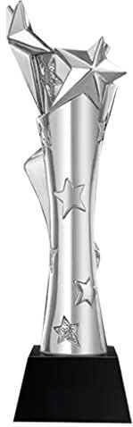 Trofeo in Resina Dorata Trofeo Pentagramma Oro Argento Bronzo Coppa del Campionato di Competizione Trofeo dei Premi della Riunione Annuale (Color : Silver, S : 8 * 28cm)