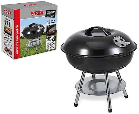 BARBACOA REDONDA C/TAPA 34CM NEGRA ALGON