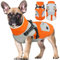 Hjyokuso Wasserdichter Hundemantel, Hundejacke mit Geschirr, Hundejacken für kleine Mittel Große Hunde, Winddichte Haustierkleidung Outfit mit Reflektierender Streifen und Reißverschluss - Orange L