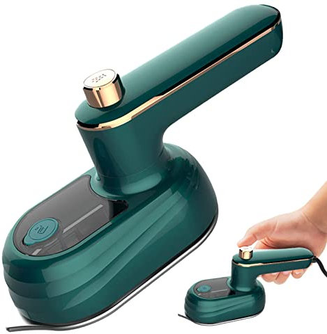 Mini Steam Iron,180°Rotatable Portable Handheld Travel Steam Iron, Professional Micro Steam Iron for Home Business Traveling Sewing, Quilting, Heat Transfer Crafting (Green)