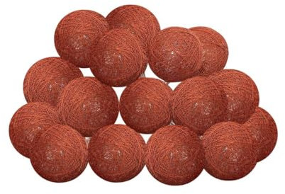 Atmosphera - Guirlande LED à pile - 16 boules - coton et cuivre - rose terracotta - D3-5 cm