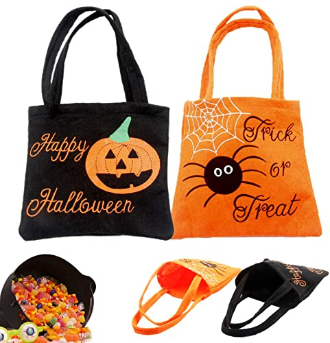2 Stück Halloween Kürbistasche, Süßes oder Saures Taschen, Halloween Süßigkeitenbeutel, Halloween-Partytaschen, Geschenktüten, geeignet für Partydekorationszubehör, Halloween-Partygeschenk