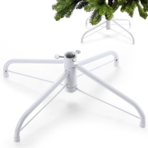 Roowest Supporto di ricambio per albero di Natale artificiale, rotante, in metallo, base pieghevole, base per albero di Natale, decorazione per feste (bianco, 40,6 cm)