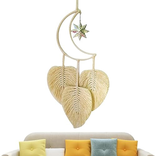boiler Decorazione da Parete Intrecciata | Foglia di Corda di Cotone da Appendere al Muro | Decorazioni da Parete con Foglie Intrecciate e Nappe realizzate a Mano per Soggiorno, Camera da Letto