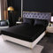 Satin Spannbettlaken Boxspringbett 200x200 cm Glänzend Schwarz Glanzsatin Kühlende Luxus Muster Topper Bettlaken Glatt Seide Spannbetttücher Leintuch 200 x 200 Hohe Matratze bis 25-30 cm