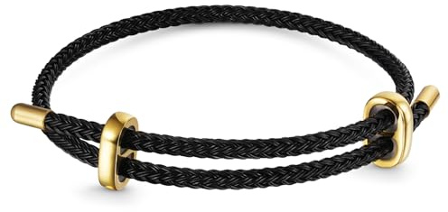 GNOCE Verstellbares Basic-Armband mit 2 Stück Stopperarmband für Damen, Edelstahl-Armband für Sie, Chain Length270 mm, Edelstahl, Kein Edelstein