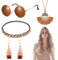 4 Pezzi Costume da hippie Donna, Accessori Hippie da Donna, Boho Hippie Anni '60 Anni '70 Accessorio Hippie, Accessori Hippie in Stile Retrò per Discoteca Halloween Carnevale Cosplay