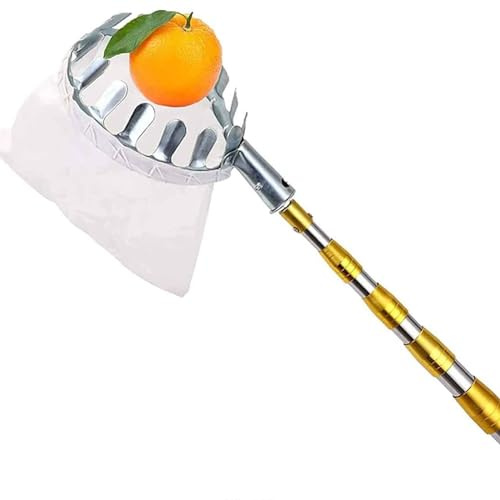 Obstpflücker für Kirschen Apfelpflücker erntehelfer Obstsammler mit Großem and Teleskopstiel Leinen-Beutel Fruit Picker für Ernte Apfel Birne Pfirsich | 7m(23ft)