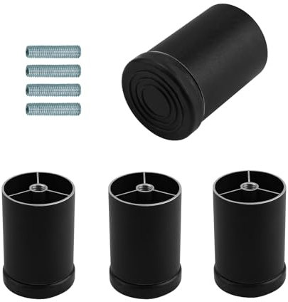 LWLWA 4 Pièces Pied de Meuble Reglable, Pied Meuble Salle de Bain Alliage D'aluminium Noir M8 Filetage, Imperméable Pied de Meuble Anti-Oxydation, pour Placard, Canapé, Machine Laver