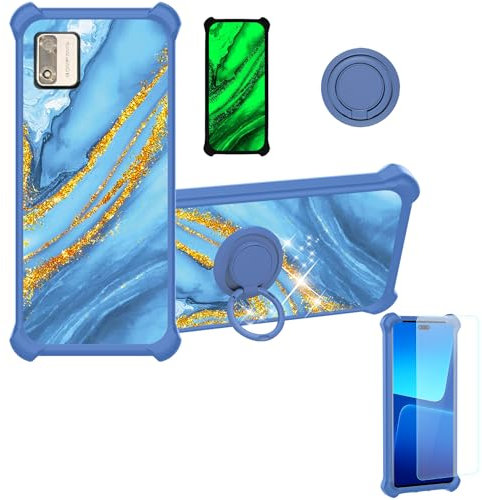 Aroepurt hülle Kompatibel Für Unity Wireless Epic E55 Hülle Case Handyhülle Schutzhülle Cover [Mit 9H Härte HD Schutzfolie] PC + Silikon Ständer JSL-LDL