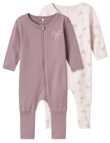 Name it baby Nbfnightsuit 2P Zip Ff Pink Bow Noos