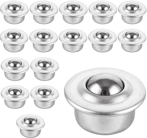 GBACHOOSE 16 Stück Kugelrollen 15mm, Kohlenstoffstahl Kugellager, Kugelrollen für Möbel, Kugelrollen Schwerlast, Kugellager Kugeln, Kugelrollen mit Stahlkugel für Förderer, Gepäck Schiebe, Getriebe