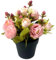 Peosaard Fiori del cimitero artificiale, fiori commemorativi tomba per bouquet di rosa finta, fiori del cimitero di seta in vasi per decorazione di tombe del cimitero - rosa