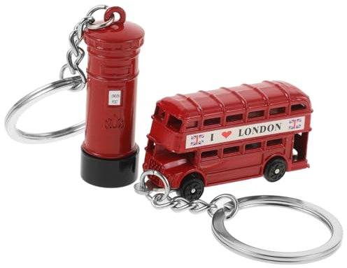 Ciieeo 2 Pièces Porte-clés Commémoratif Trousseau De Boîte Aux Lettres Porte-clés Élément Britannique Porte-clés De Bus Souvenirs De Londres Porte-clés Londres Rouge De Zinc
