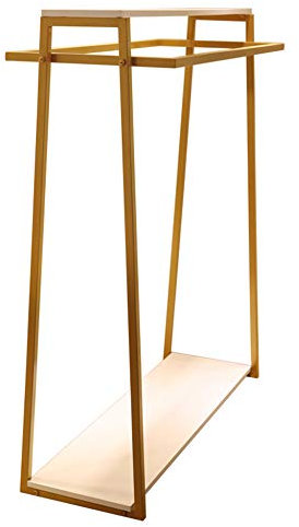 SnamicE Présentoir de Magasin de vêtements, Tringle à vêtements Robuste, Porte-Manteau sur Pied en Fer forgé pour Manteaux, Sacs et Chaussures, doré, 100 x 135 cm (doré 120 × 145,Golden-120×145cm