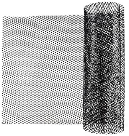 YKUKIZEE Car Grill Mesh Black, 100 x 33cm Aluminium Mesh Grille Universal, Rhombic Car Grille Mesh Aluminum for Bumper Vehicle Opening Body Kit Hood Vent Cars Condenser Radiator(3x6mm Hole)