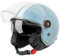 VINZ Arenas Jethelm mit Doppelvisier | Roller Helm mit Streifen & mit Sonnenblende | In Gr. XS-XXL | ECE 22.06 Zertifiziert | Motorradhelm mit Visier | Viele Farben Erhältlich - Hellblau