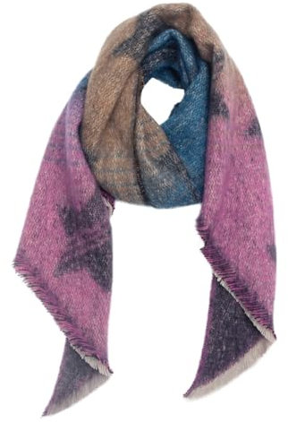 𝐅oulard Rose Fushia Satin Écharpe épaisse en à pour femme, écharpe de noël à pompon épais avec fil à boucle Grosse Echarpe Femme Laine (Purple, ONE SIZE)