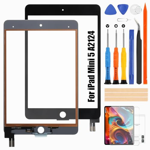 per iPad Mini 5 2019 Schermo di Ricambio - per iPad Mini5 5th Generazione Touch Screen A2124 A2125 A2126 A2133 Digitalizzatore Vetro per iPad Mini5 Touch Pannello Kits 7.9” (Non LCD Display) (Nero)