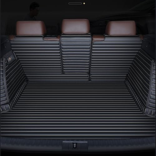 Auto Kofferraummatte für BMW X1 F48 2016-2021, Tailored Leder Kofferraummatte Wasserdicht Antirutsch Vollständige Abdeckung Kofferraummatte,Leicht Zu Reinigen,C-Beige+Black