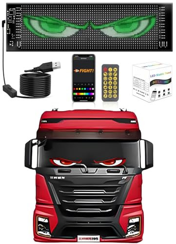 70mmx173mm,Luces LED para Camión y Coche, Pantalla LED Flexible Programable Grande para Coche, Ojos LED para Coche, Lámpara de Ojos Coloridos, Pantalla Suave(Talla mínima no para Camiones)