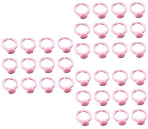 DRESSOOS 300pièces Supports De Bague Ajustables Plastique Pour Garçon Fille Matériau De Bague Cartoon Accessoires De Bijoux Faits Main Rose