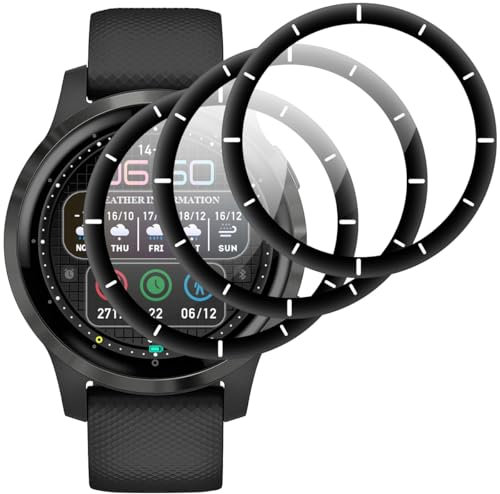 Beukei Vitre Protection pour Garmin Vivoactive 4 Verre Trempé, 3 Pièces Film Trempér [Dureté 9H][HD Claire][Sans Bulless][Anti Rayures] Ecran de Protection