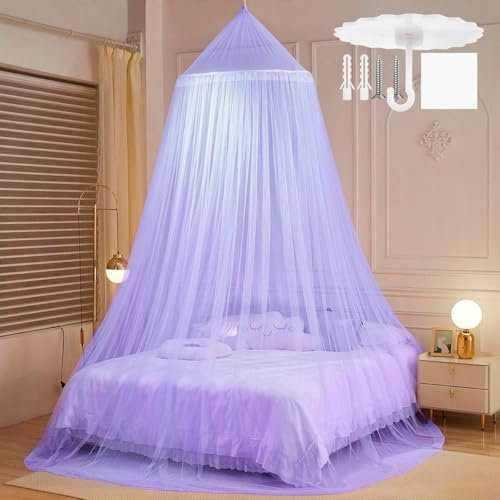 CINGHIA Moustiquaire Dome Lit Double et Simple Violet Grand Filet Baldaquin Ciel de Lit 60x250x1100cm