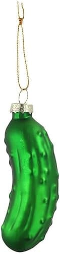 Green Christmas Pickle Tree Ornaments,Cute Glass Blown Green Pickle Cucumber Hanging Ornaments,Christmas Cucumber Pendant with Lanyard,Tree Decoration Decorative Hanging Ornaments,Ornaments