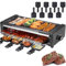 LSyySy Grill, Electric Table Grill with Natural Grill Stone and Grill Plate, with Non-Stick Grill Plate and 8 Pans, Electric Grill for Grilling, Baking, Stainless Steel, 1500 W