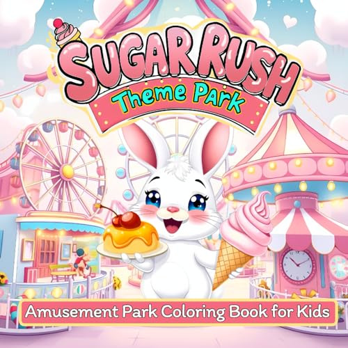 Sugar Rush Theme Park: Fun Amusement Park Coloring Book for Kids