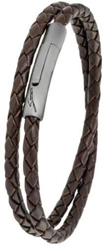 Simaru Lederarmband, 4mm geflochten zum Wickeln für Frauen & Männer, Echtleder-Wickelarmband mit Edelstahl Hakenverschluss, Premium-Qualität ((45cm Lenght - XXL), Braun)