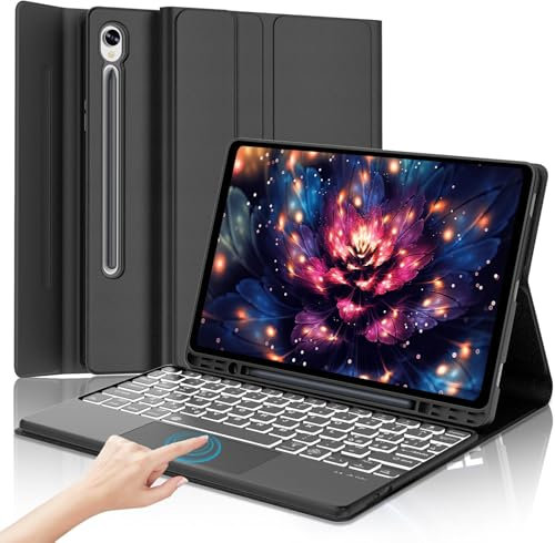 Tastiera per Samsung Tab S9 FE/S10 FE 10.9, Keyboard Retroilluminata Italiano con Touchpad, Bluetooth Rimovibile Custodia con Tastiera per Samsung Galaxy Tab S9 2023/S9 FE 2023/S10 FE 2025, Nero