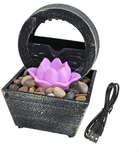 Fuente de mesa con USB y pilas, adorno único que fluye de agua para decoración del hogar (A)