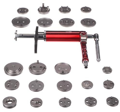 SIXTOL Mechanic Brake Set PNEU 23 Pneumatisches Bremskolben-Rückstellwerkzeug | 23-teilig Set | Auto-Werkzeug | Bremskolbenrücksteller