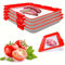 1-6pcs 12x8.6'' Stretch Fresh Storage Trays, Silicone Food Storage Trays, Reusable Food Tray with Buckle, Fresh Tray Storage for Food Preservation (red*4)