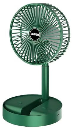 Cikiki Ventilatore telescopico pieghevole – Ventilatore portatile ricaricabile tramite USB da scrivania per viaggi, silenzioso ventilatore pieghevole senza fili oscillante compatto da pavimento per