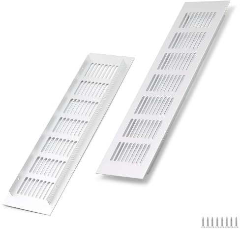 WJUAN Belüftungsgitter 2 Stück Aluminium silber 300x80 mm für Schränke | Lüftungsgitter aus Aluminium für Kleiderschränke, Küchenmöbel und Türen, verbessert Luftzirkulation durch einfache Montage