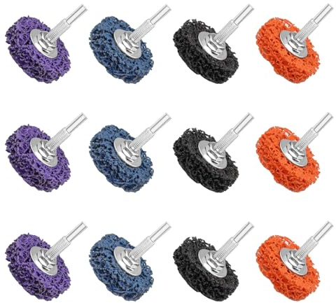 BEASAFY 12 Stück CSD Scheibe Akkuschrauber, 50mm Schleifscheiben, Schleifscheibe für Winkelschleifer, Reinigungsscheibe für Rost Entfernen (3 Schwarz 3 Blau 3 Lila 3 Orange)