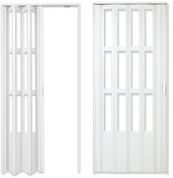 Porta a fisarmonica bianca 30 × 80 in vetro acrilico satinato, porte a libro interne in PVC, senza binario inferiore e porte interne scorrevoli scorrevoli multifole, bianco (larghezza x altezza) 111 x