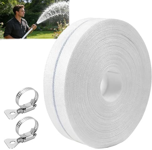 Manguera plana de 32 mm de diámetro, manguera de tejido de 20 m, tejido de poliéster resistente para construcción, industria, bomberos, jardín, agua, bombas sumergibles y bombas de agua sucia, soporta