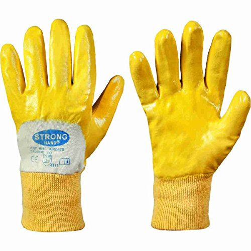 12 Paar Nitril beschichtete Handschuhe Stronghand *TORONTO* gelb
