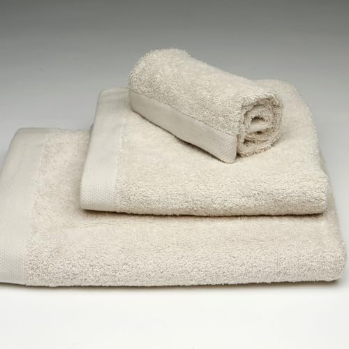 Burrito Blanco 3-Piece Towel Set | Bidet 30 x 50 cm | Hands 50 x 100 cm | Shower 70 x 140 cm | 100% Cotton Terry | Medium Beige