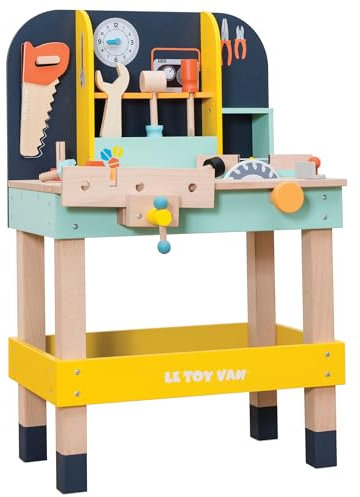 Le Toy Van – Autos & Baustelle-Spielset Alexs Werkbank aus Holz | Lustiges Heimwerkerset für Rollenspiel | Holzwerkzeuge-Rollenspiel für Kinder – Geeignet für Kinder ab 3 Jahren