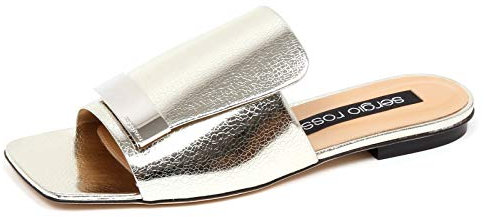 Sergio Rossi F0958 sandalo donna silver scarpe cracked effect shoe woman [35]